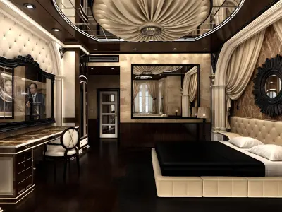 Luxurious and Elegant Hotel Room Design Low-poly 3D model