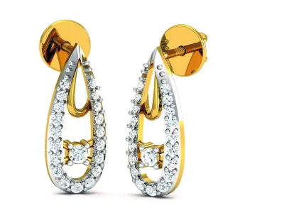 Solitaire Earrings 3DM STL OBJ FBX Render Details 3D print model buy