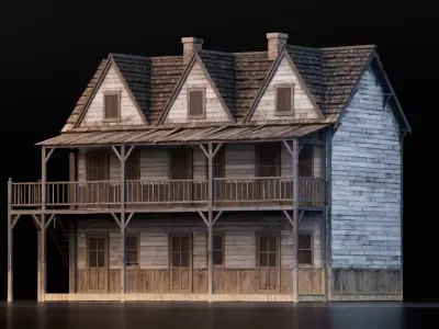 Old Western House Low-poly 3D model