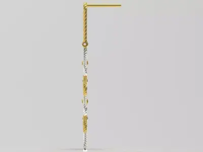 Two-tone Gold Drop stl Earrings Model je0119 3D print model