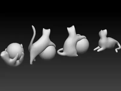 Stylized Cat with light - Collection 3D model