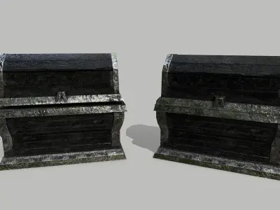 Chest treasure Low-poly 3D model