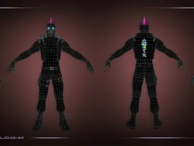 CyberWarrior unreal engine unity Low-poly 3D model
