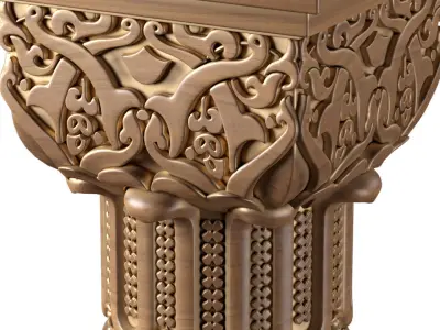 Arabic Oriental Wooden Column Capital 3D model