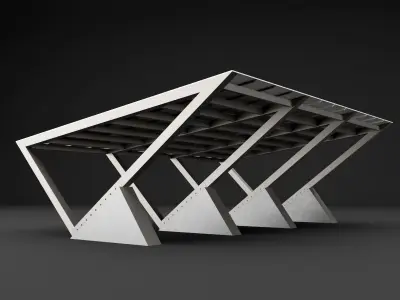 Wooden and metall carport 3D Model Pack