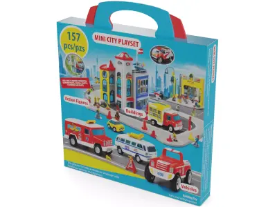 Cars and action games Playset Low-poly 3D model