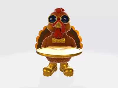 Stylish Turkey Butler Statue  Fun Thanksgiving 3D Print Decor 3D print model