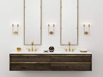 BEZIER DOUBLE EXTRA-WIDE FLOATING VANITY 3D model