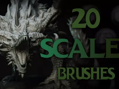 Zbrush and Blender - 20 Scales Brushes 3D model