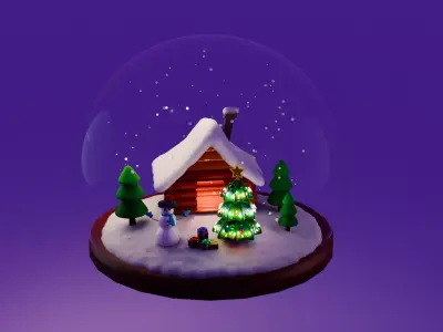 Animated Christmas Snow Globe Free 3D model