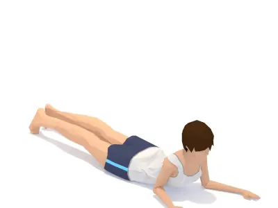Side Plank Yoga Exercise Woman Animation Low-poly 3D model