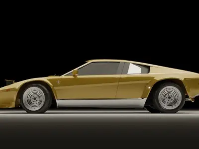 80s-70s mid-engine supercar  Low-poly 3D model