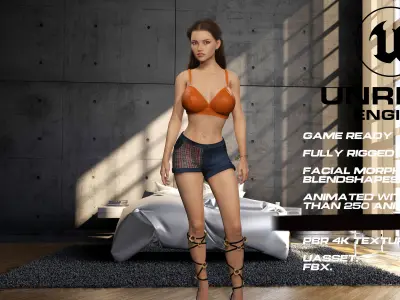 Fashion girl full rigged - game ready - animated Low-poly 3D model