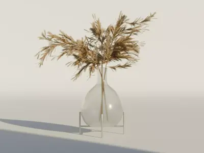 Reed in vase low-poly AR VR model Low-poly 3D model