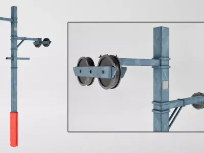 Ski lift pole rod Low-poly 3D model