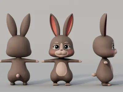 Rigged Cartoon Rabbit 3D model