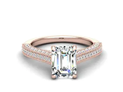 Engagement ring Sophia emerald 3D print model