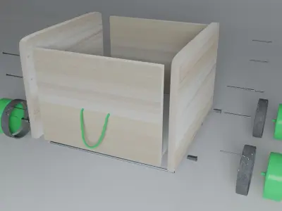 Toy storage with wheels 3D model