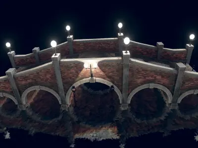 Bridge 5 with lights Low-poly 3D model