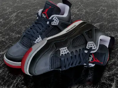 AIR JORDAN 4 BRED REIMAGINED 3D SHOES Low-poly 3D model