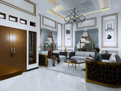Luxury Interior Design Guest Room Living Room 3D model