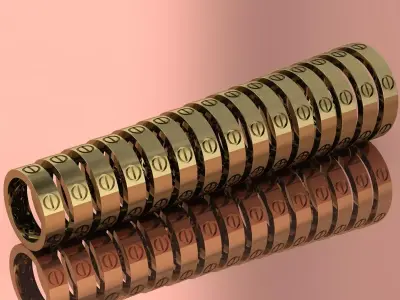 15 Sizes Brand Elegant Rings Jewelry Gold  3D print model