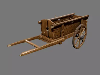 Medieval Cart Low-poly 3D model