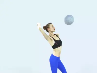 Beauty 17A Jumping Smashing Sports Volleyball Woman Low-poly 3D model