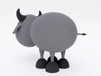 Buffalo cartoon animal 3d model 3D model