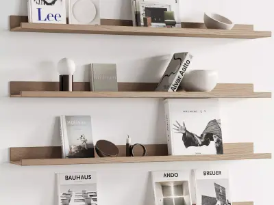 095 Decor on shelves 01 books and neutral 00 3D model