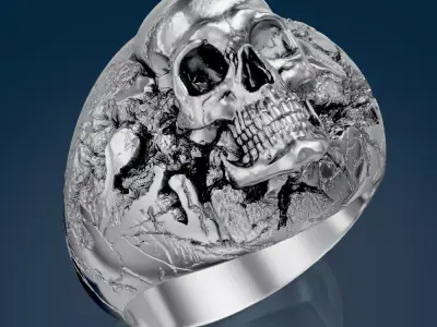 Skull Gown Luxury Ring 3D print model