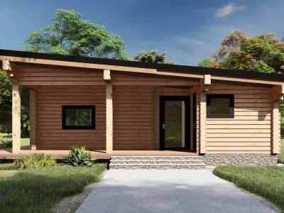 3D model of a wooden house 3D model 4