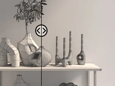 HM Stoneware Vase 1 - Light Beige - Decorative Vase 3D model