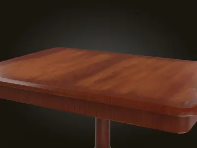 Rectangle wooden coffee table in vintage style Low-poly 3D model