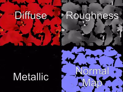 Vibrant Red Hibiscus model pack Low-poly 3D model