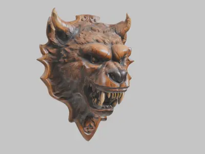 Wolf Head Wall Decor 3D Model Low-poly 3D model