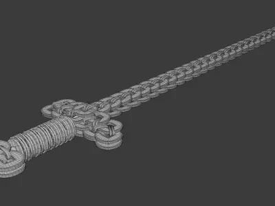 Vintage Chinese Coin Sword Free 3D model