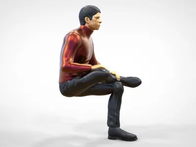 N4 Sitting man waiting  3D print model