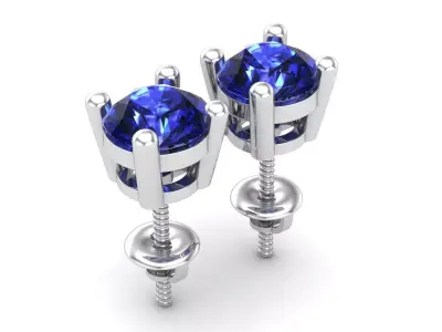 Single diamond earrings for woman 3D print model