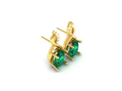 Delicate Fine Oval Diamond Earring 3D print model