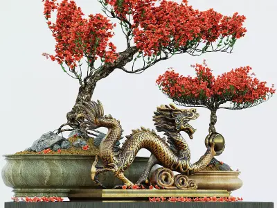 Decorative bonsai plant 3D model