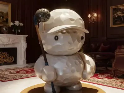 Cute Golfing Character 3D Model Cartoon Figure Club Ball Low-poly 3D model