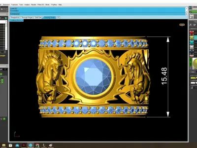 Luxury Carved Men Ring With Round Center Stone 4014 3D print model