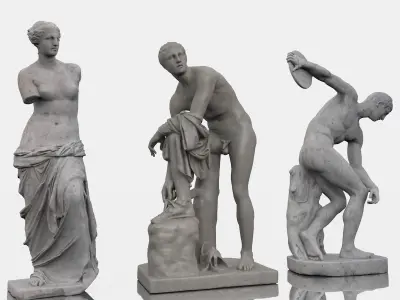 Pack of classical greek sculptures 3D model