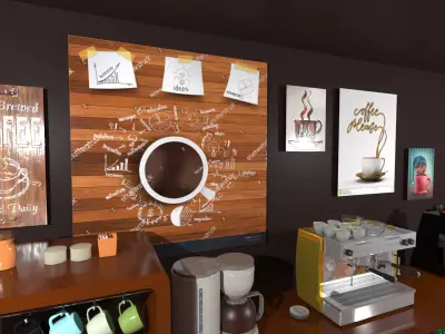 coffe bar Low-poly 3D model