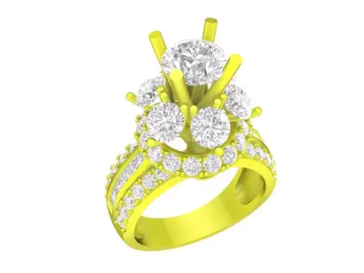 A7221 HongKong Style Luxury Diamond Engagement Ring 3D Model 3D print model