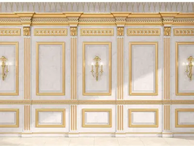  Boiserie classic panels and Decorative Crafts Wood Sconce - 185 3D model