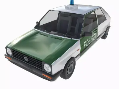 VW Volkswagen golf 2 police in Germany Low-poly 3D model