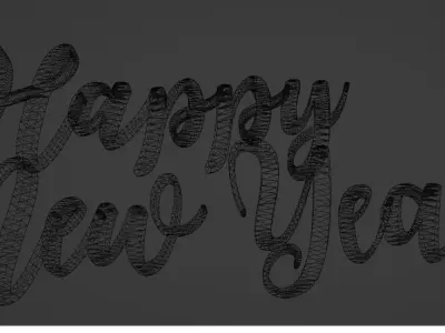 Happy New Year text 3D print model
