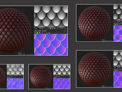 100 Alpha and Normal for Brush on Skin-Shield Zbrush-Blender etc Texture